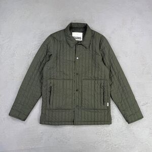 Rains Quilted Lightweight Shirt Jacket in Forest Green Men's Small